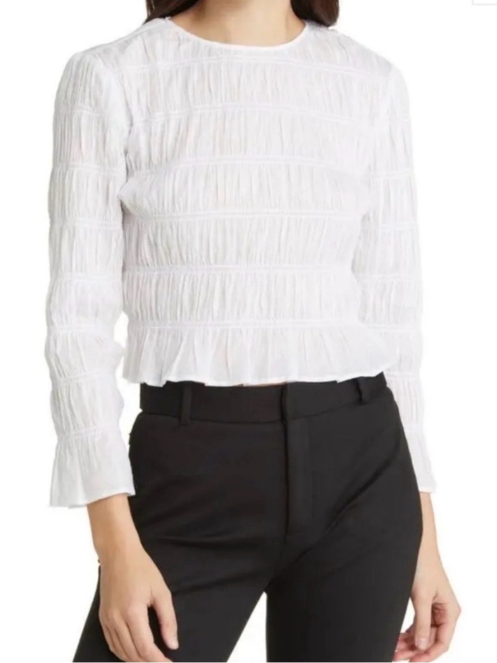 Frame white ruched blouse blanc size S
